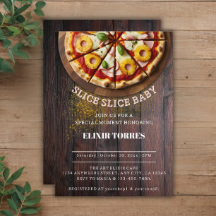 Invitación Rústico Slice Pizza Baby Shower