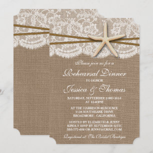 Invitación Rústico Starfish Beach Ensayo de boda Cena