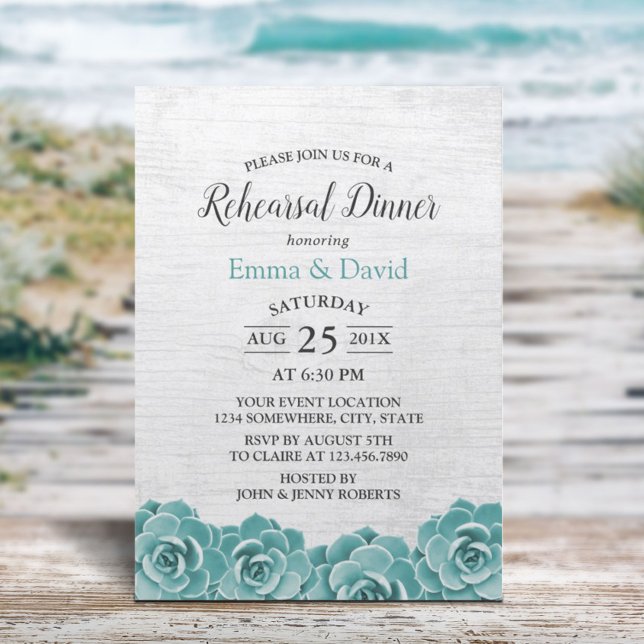 Invitación Rústico Suculento Boda Floral Ensayo Cena (Subido por el creador)