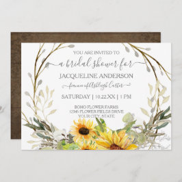 Invitación Rústico Sunflower acuarela Floral Bridal Shower