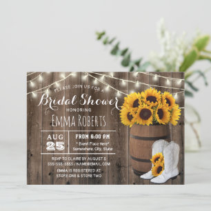 Invitación Rústico Sunflower Barrel Country Bridal