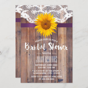 Invitación Rústico Sunflower Bridal Shower Laded Barn Wood