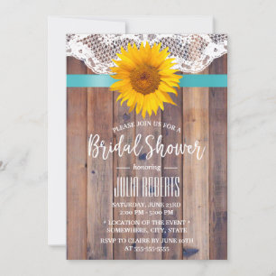 Invitación Rústico Sunflower Bridal Shower Laded Barn Wood #2