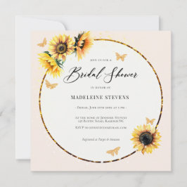 Invitación Rústico Sunflower Butterfy de oro Boho Bridal Show