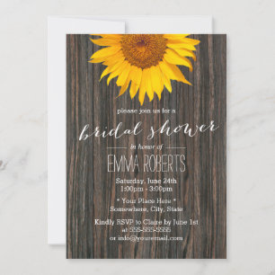 Invitación Rústico Sunflower Country Wood Bridal Shower
