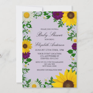 Invitación Rústico Sunflower Daisy Floral Baby Shower