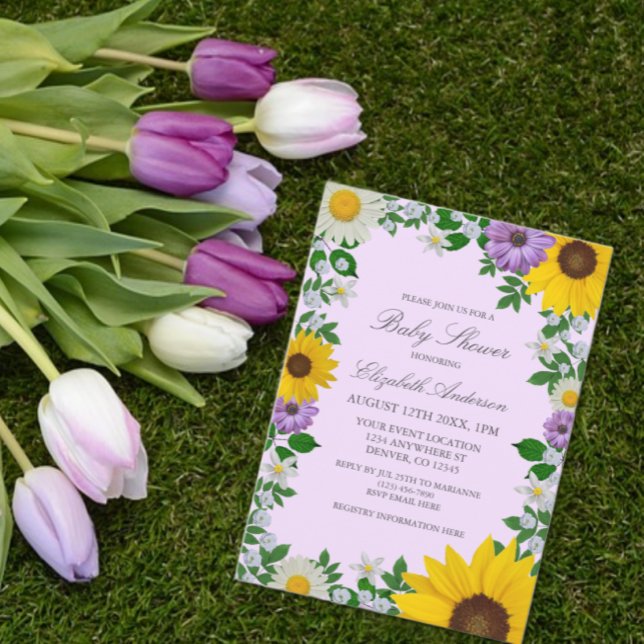 Invitación Rústico Sunflower Daisy Floral Baby Shower (Subido por el creador)