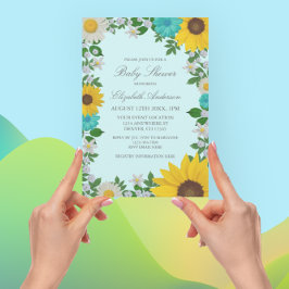 Invitación Rústico Sunflower Daisy Floral Baby Shower