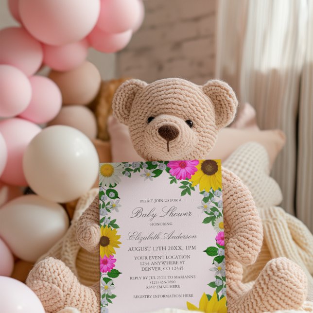 Invitación Rústico Sunflower Daisy Floral Baby Shower (Subido por el creador)