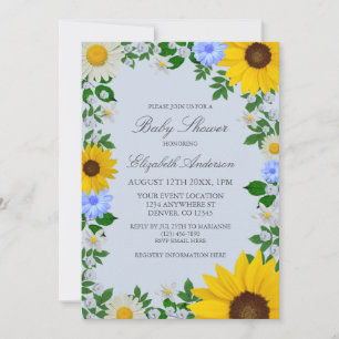 Invitación Rústico Sunflower Daisy Floral Baby Shower