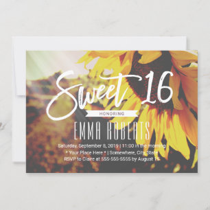 Invitación Rústico Sunflower Elegante Dulce Floral 16 Cumplea