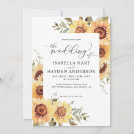 Invitación Rústico Sunflower Floral Verdor de campo Boda