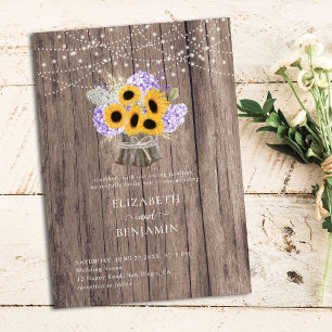 Invitación Rústico Sunflower Hydrangea Elegante Boda Bouquet