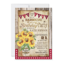 Rústico Sunflower Wood Gingham Check Cumpleaños