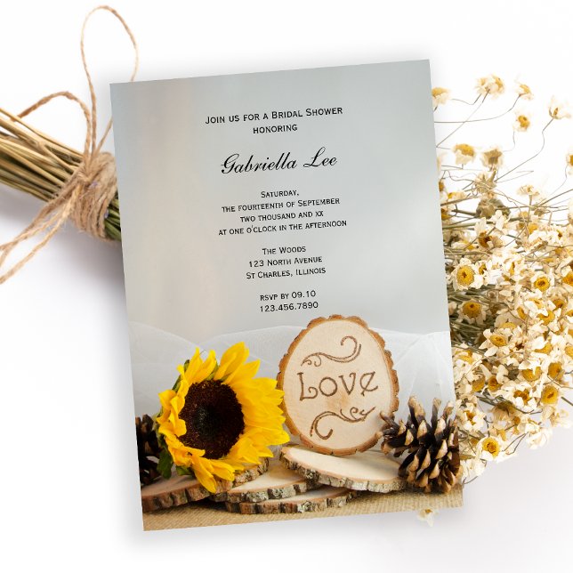 Invitación Rústico Sunflower Woodland Bridal Shower (Subido por el creador)