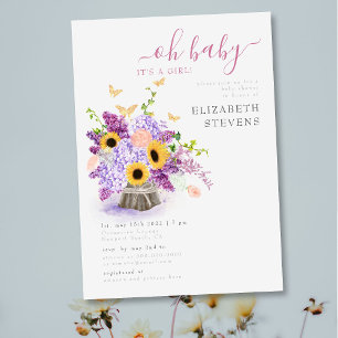 Invitación Rústico Sunflowers Elegante Chica Baby Shower