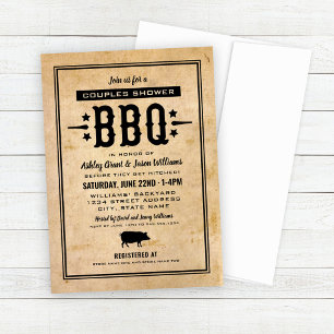 Invitación Rústico Tan BBQ Boda Ducha de Parejas
