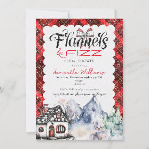 Invitación Rústico Tartán Flannel & Fizz Winter Bridal Shower