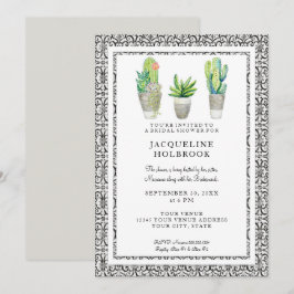 Invitación Rústico tema de los cactus del desierto urbano neg