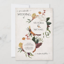 Invitación Rústico Terracota Boho Boda de coronas florales