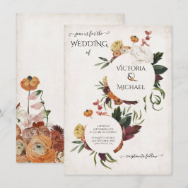 Invitación Rústico Terracota Boho Boda de coronas florales
