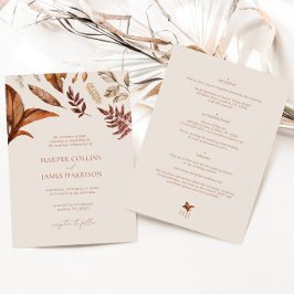 Invitación Rústico Terracota Floral Boho Boda de otoño