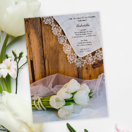 Invitación Rústico Tulipano Blanco Barn Bridal Shower
