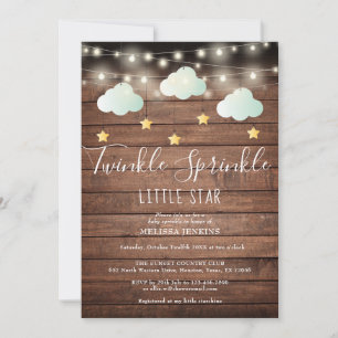 Invitación Rústico Twinkle Sprinkle Little Star Baby Shower