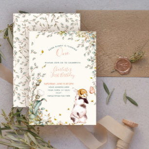 Invitación Rústico un conejo es un Chica floral Cottagecore I