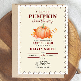 Invitación Rústico un pequeño calabaza cae en Baby Shower Dot