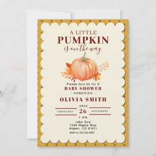 Invitación Rústico un pequeño calabaza cae en Baby Shower Dot