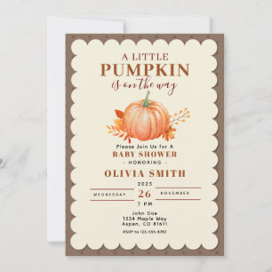 Invitación Rústico, un pequeño calabaza caen en Baby Shower