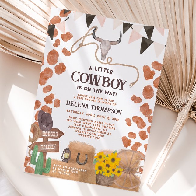 Invitación Rústico vaquero ducha de bebé de vaca occidental (Subido por el creador)