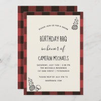 Rústico Vegan Birthday BBQ Red Plaid
