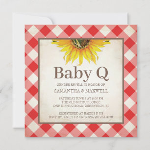 Invitación Rústico Veriker Gender Revelan Red Baby Shower