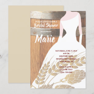Invitación Rústico vestido blanco salta de cerveza keg Bridal