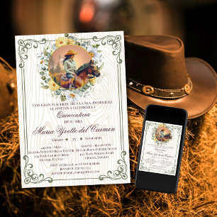 Invitación Rústico Vintage Español Mis Quince Quinceañera