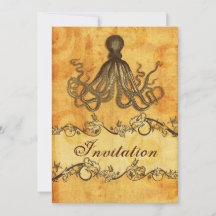 rústico, vintage ,octopus beach case invita