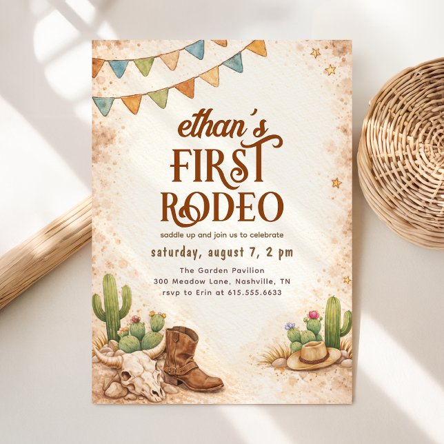 Invitación Rústico Vintage Primer Rodeo Vaquero Cumpleaños 1 (Subido por el creador)