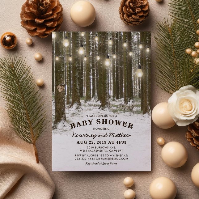 Invitación Rústico Winter Wonderland Tree Baby Shower (Subido por el creador)