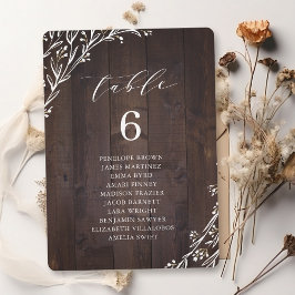 Invitación Rústico Wood Boho tabla floral número de asientos