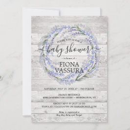 Invitación Rústico Wood Lavender Floral Wreath Baby Shower