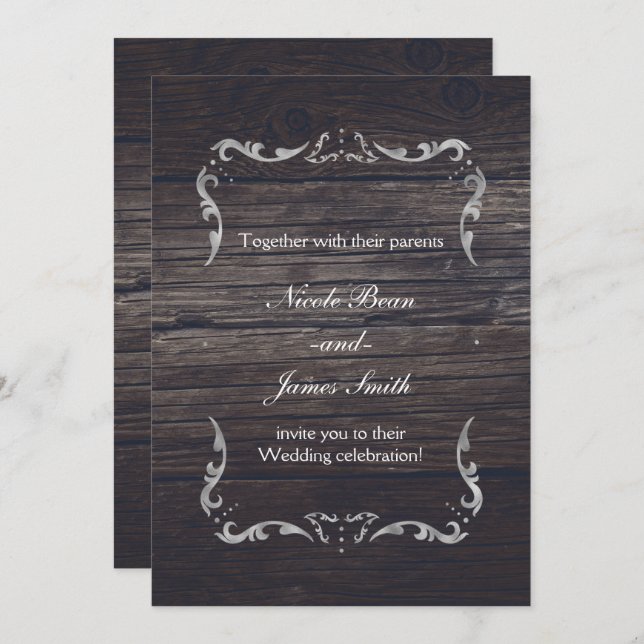 Invitación Rústico Wood Western Elegance Romántico Boda (Anverso / Reverso)