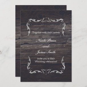 Invitación Rústico Wood Western Elegance Romántico Boda
