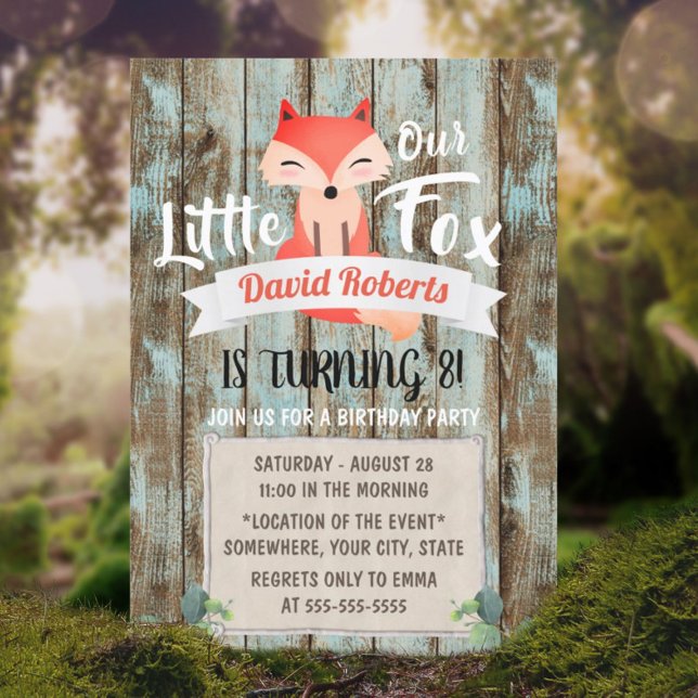Invitación Rústico Woodland Pequeño Fox 8cumpleaños (Subido por el creador)