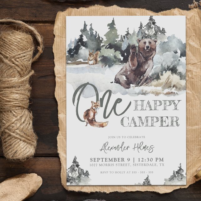 Invitación Rústico Woodland Un Feliz Cumpleaños de Camper (Subido por el creador)