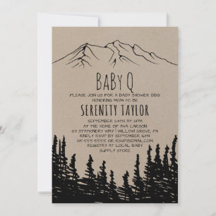 Invitación Rústico Woodsy Mountain Baby Q