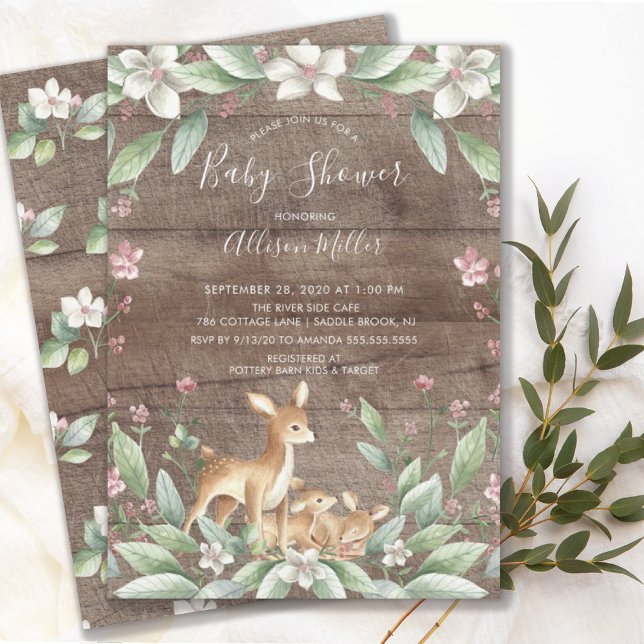 Invitación Rústico y dulce Baby Shower de cerdos de Woodland (Subido por el creador)
