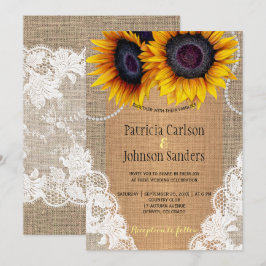 Invitación Rústico y elegante burlap y boda de encaje