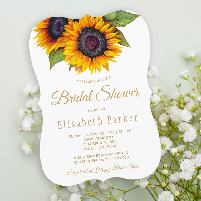 Invitación Rústico y elegante girasoles dorados ducha de novi (Subido por el creador)